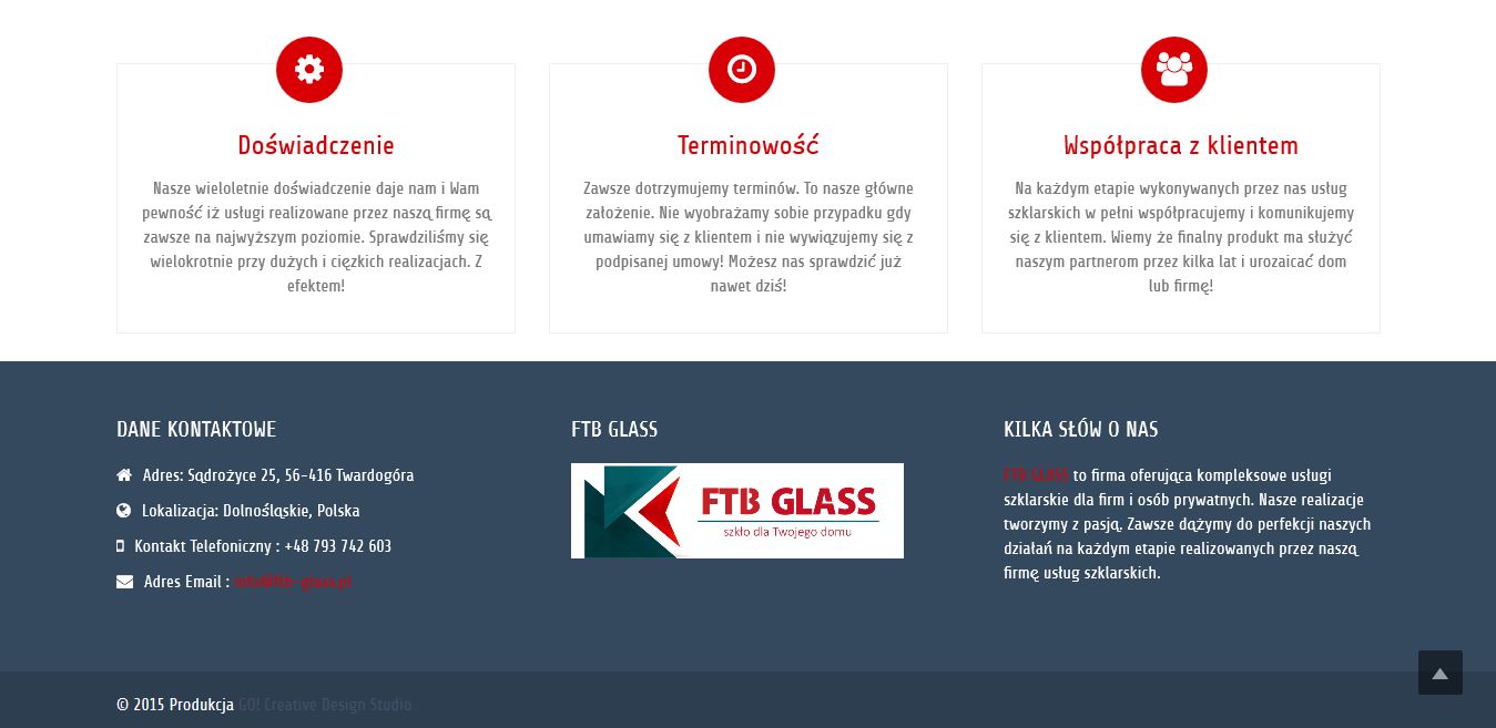 projekt strony internetowej dla firmy FTB-Glass