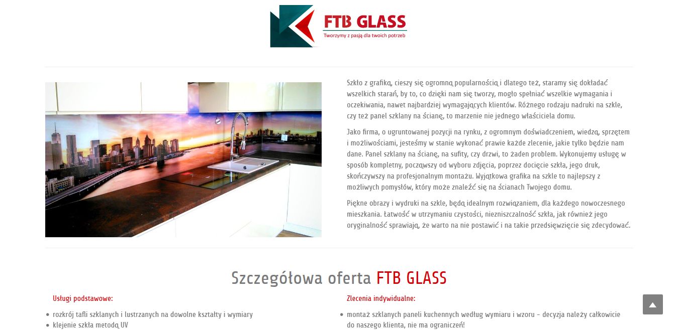 projekt strony internetowej dla firmy FTB-Glass