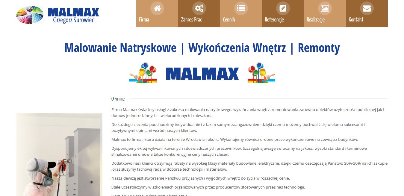 projekt strony internetowej dla firmy Malmax Remonty