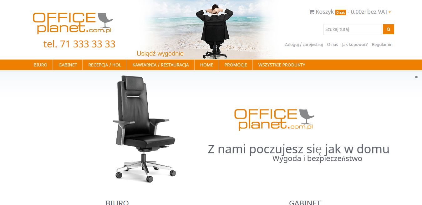 projekt sklepu internetowego dla firmy OFFICE Planet