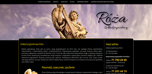 projekt strony internetowej dla Zakładu Pogrzebowego Róża