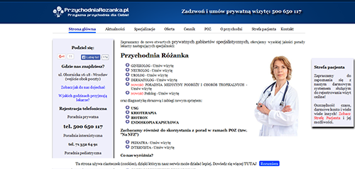 projekt strony internetowej dla Przychodni Różanka z Wrocławia