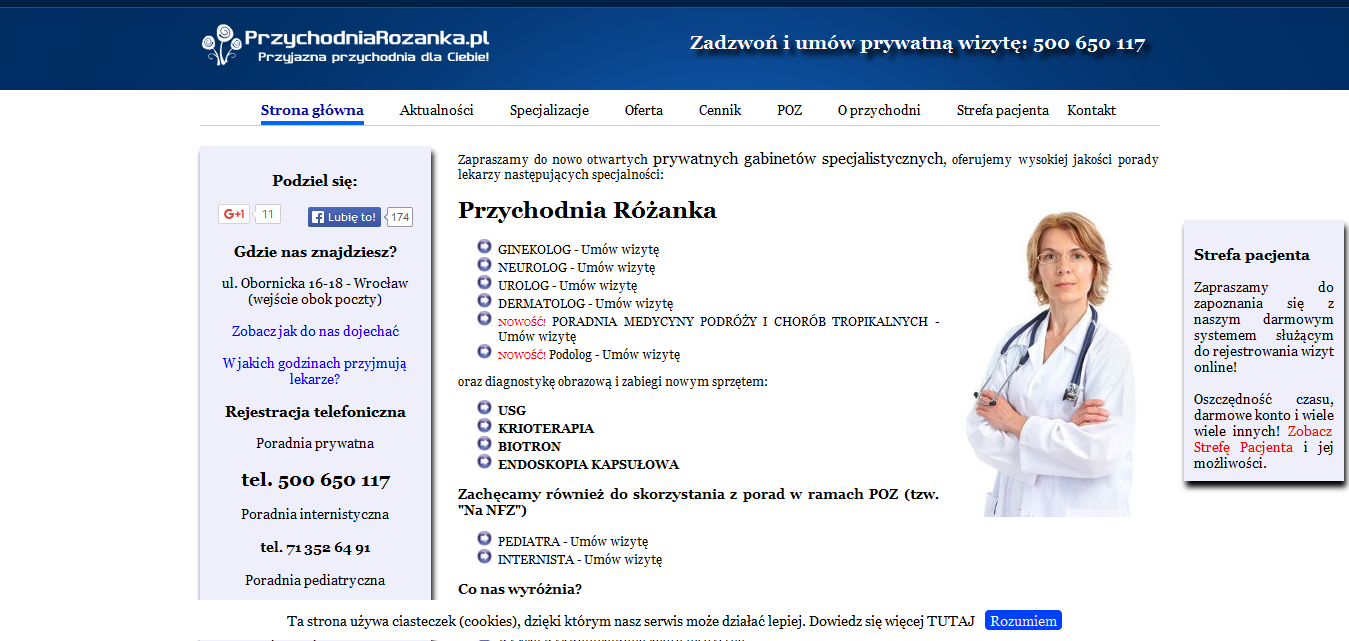 projekt strony internetowej dla Przychodni Różanka z Wrocławia
