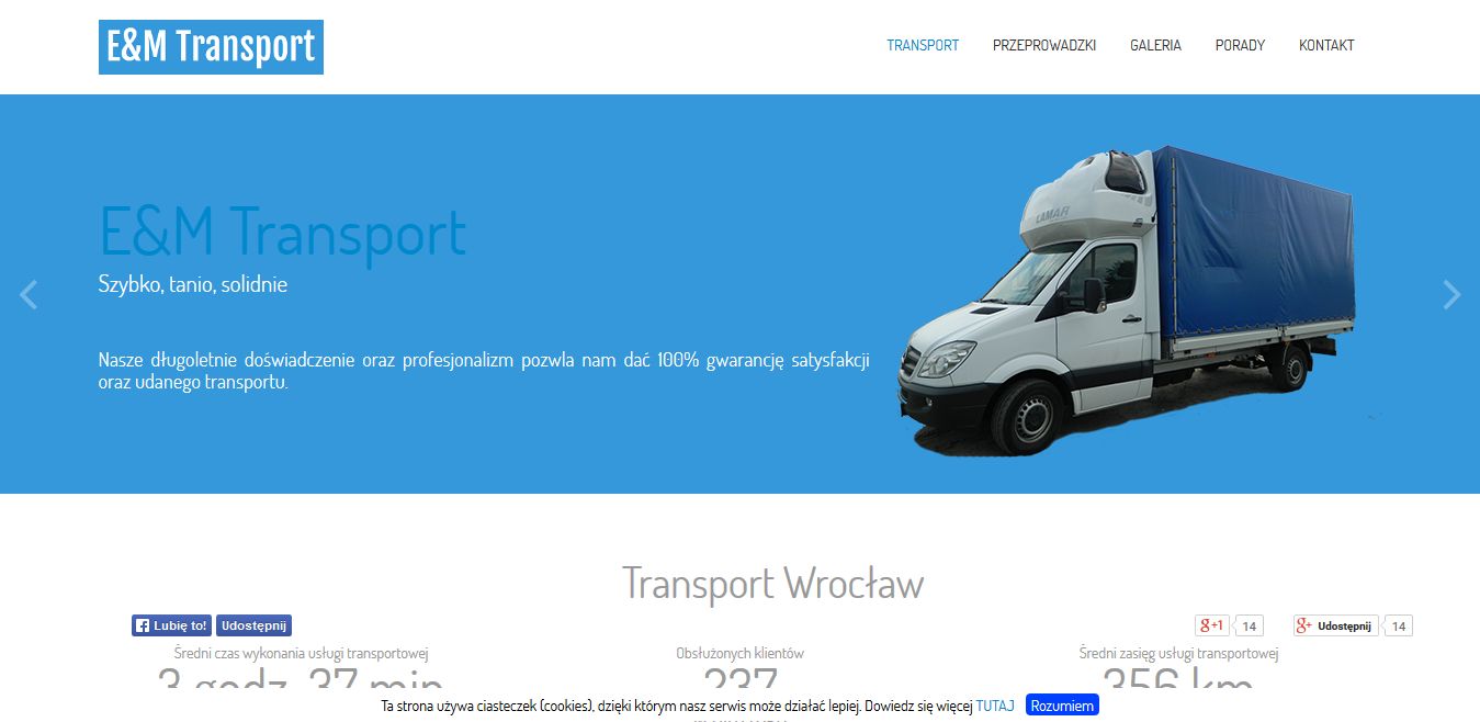 projekt strony internetowej dla firmy Transport-EM