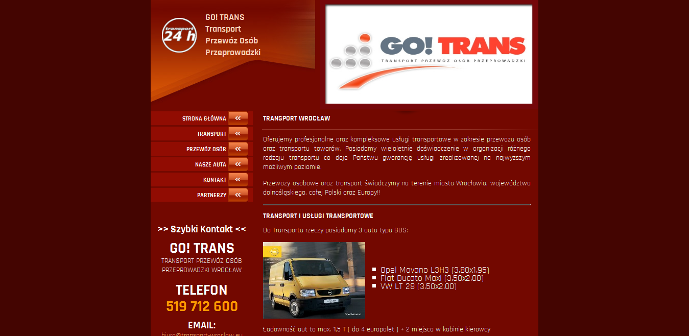 projekt strony internetowej dla firmy transportowej GO! TRANS z Wrocławia