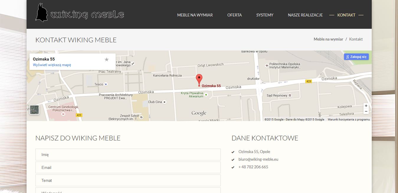 projekt strony internetowej dla Wiking Meble firmy z branży meblarskiej